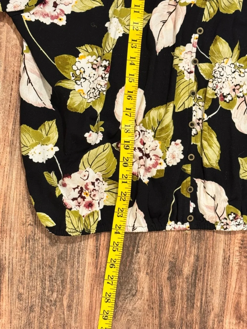 a.n.a Black Floral Button-Front Peasant Blouse - Picture 6 of 8